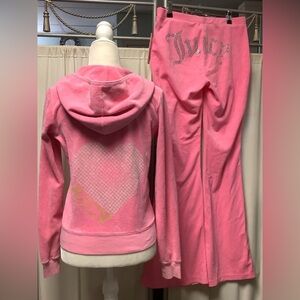 Juicy Couture Terry Zip Up Hoodie Flare Pull On Pants 30 x 33